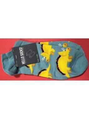 8 Pair Blue Lagoon Tacosaurus Novelty Low Cut Socks Hello Women's Size 4-10 NEW